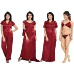 Bluem Garments Women Nighty Set (Maroon)