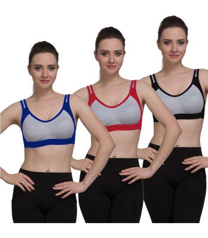 Women Plunge Non Padded Bra  (Red, Blue, Black)