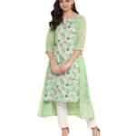 Anasya Women Printed Poly Crepe A-line Kurta (Multicolor)