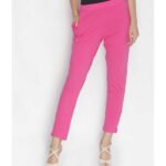 Slim Fit Women Pink Cotton Lycra Blend Trousers