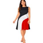 Miss Women Skater Black, White, Red Dress