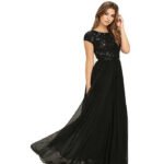 Royal Solid Georgette Blend Stitched Flared/A-line Gown  (Black)