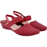 Women Maroon Wedges Sandal