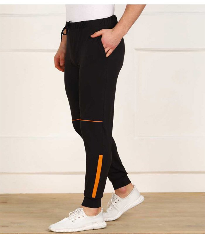 Color Block Men Black Track Pants